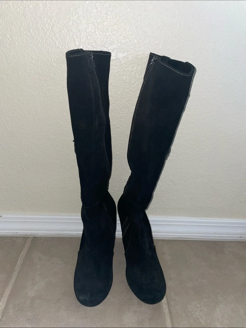 Via Spiga Black Over-the-Knee Suede Boots